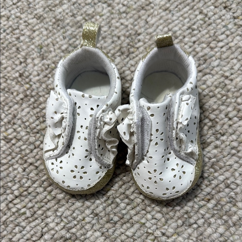 White and Gold Kids Shoes
